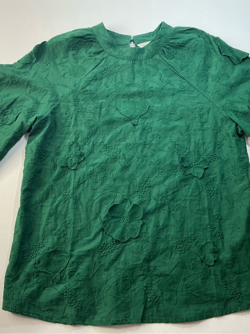 Cato Emerald Green Floral Embroidered Blouse